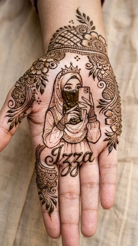 arabic stylish figure front hand mehndi design
