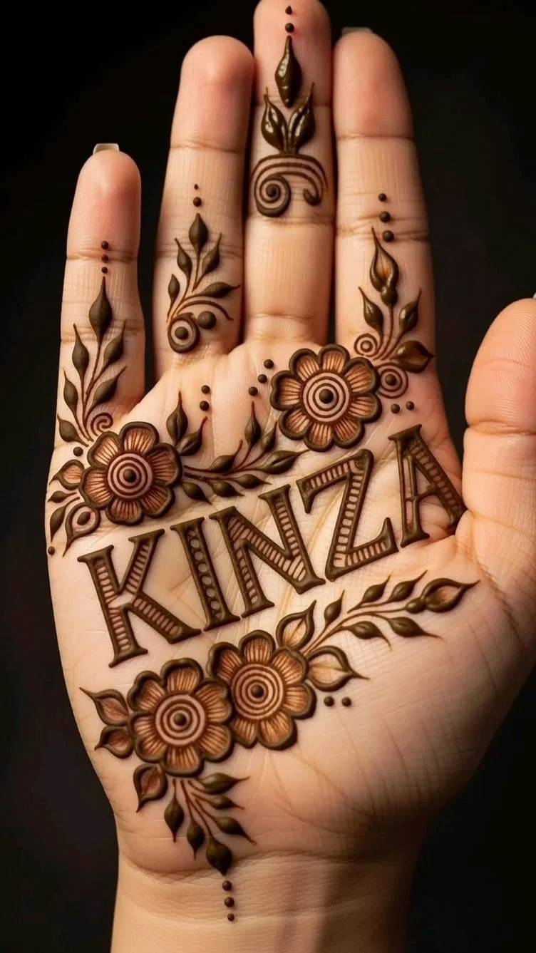 Arabic Stylish Mehndi Design with Hidden Name