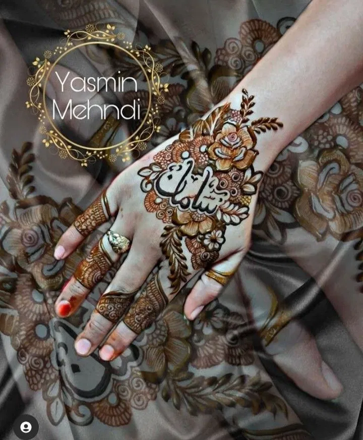 Arabic Mehndi Design with Jaal and Hidden Name