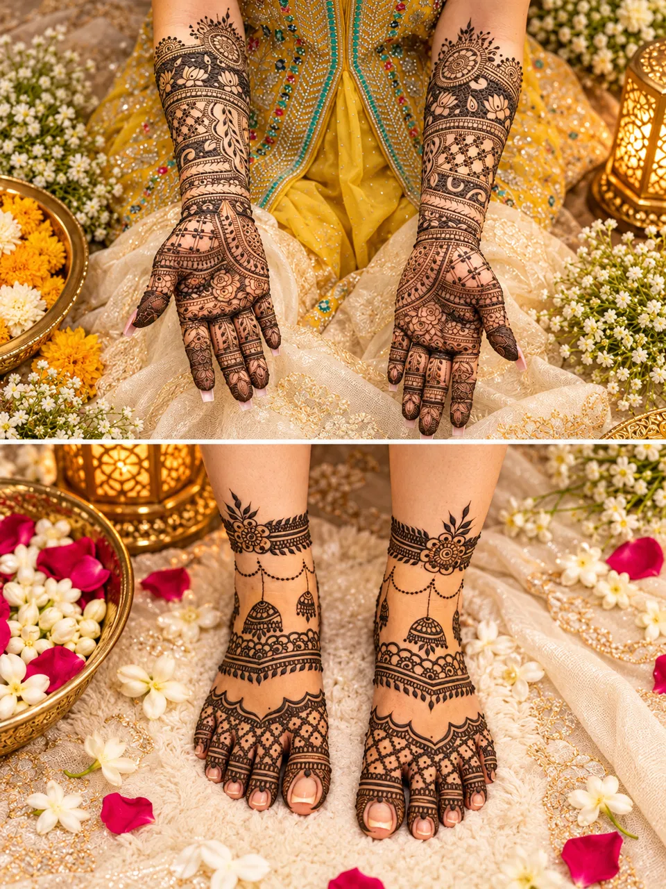 Bridal Back Hand Mehndi Design with Figures and Jaal (4)