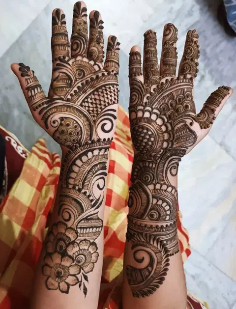 arabic bridal front hand mehndi design