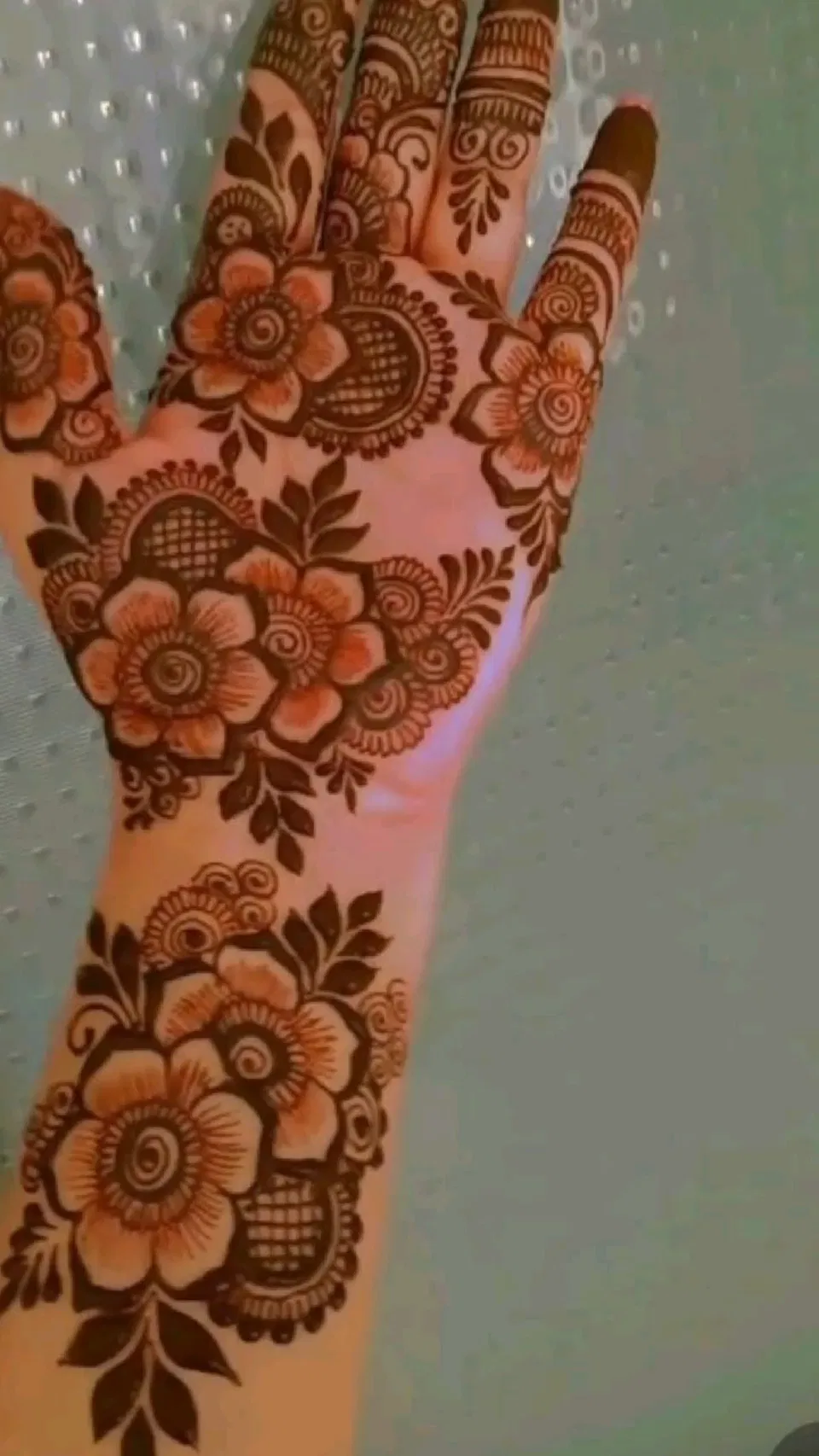 Aesthetic Arabic Front Hand Mehndi Design with Gol Tikki and Flowers (15)