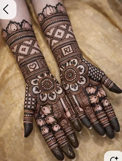 arabic bridal circle front hand mehndi design