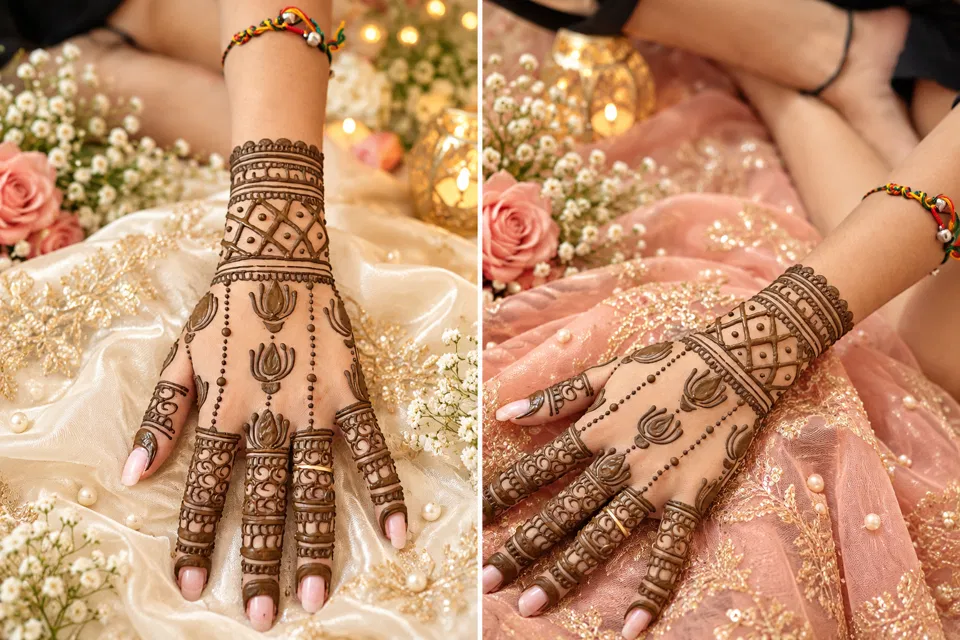 Back Hand Mehndi Design with Jaal