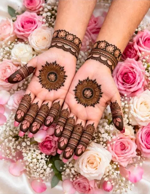 bridal circle front hand mehndi design
