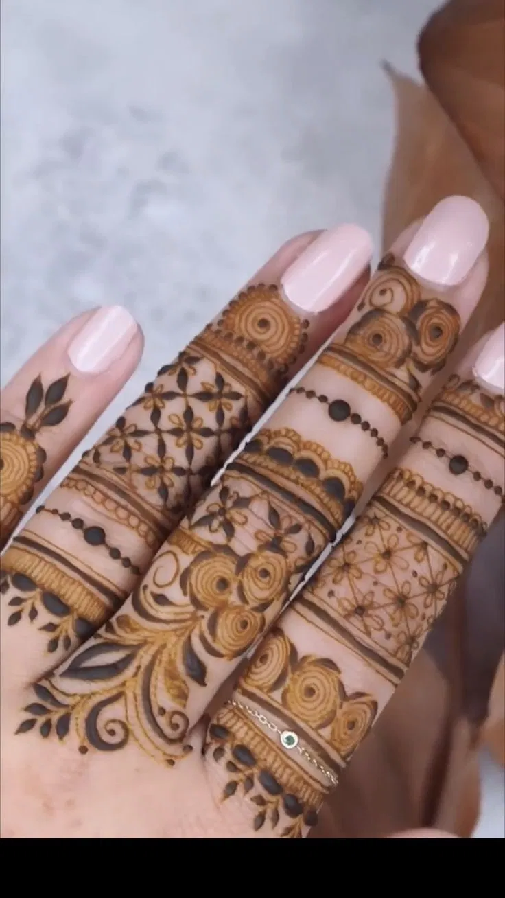 Aesthetic Royal Back Hand Mehndi Design with Hearts