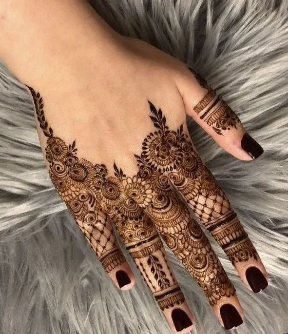 Aesthetic Royal Back Hand Mehndi Design (16)
