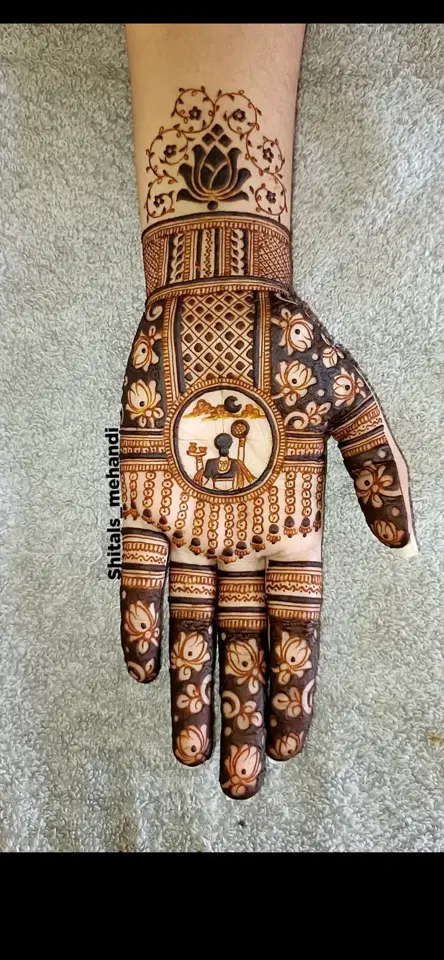 lotus full hand mehndi design