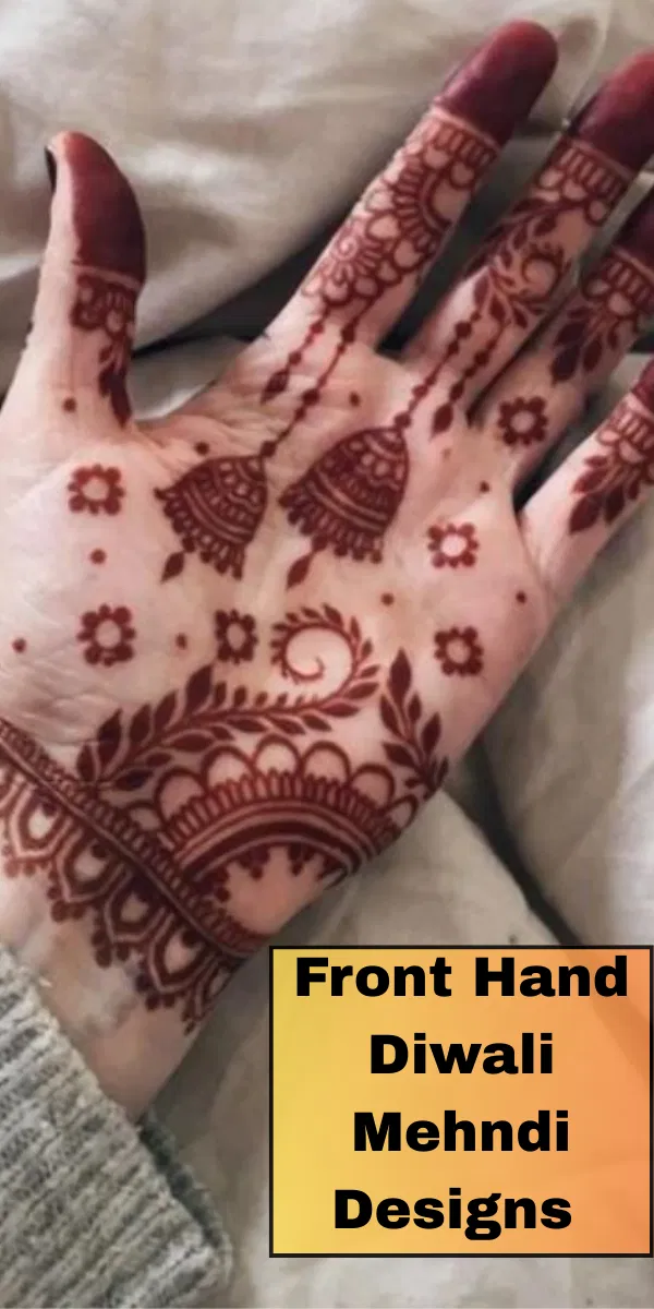 Simple Front Hand Mehndi Design for Diwali