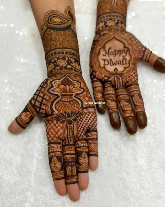 Bridal Stylish Finger Mehndi Design for Diwali
