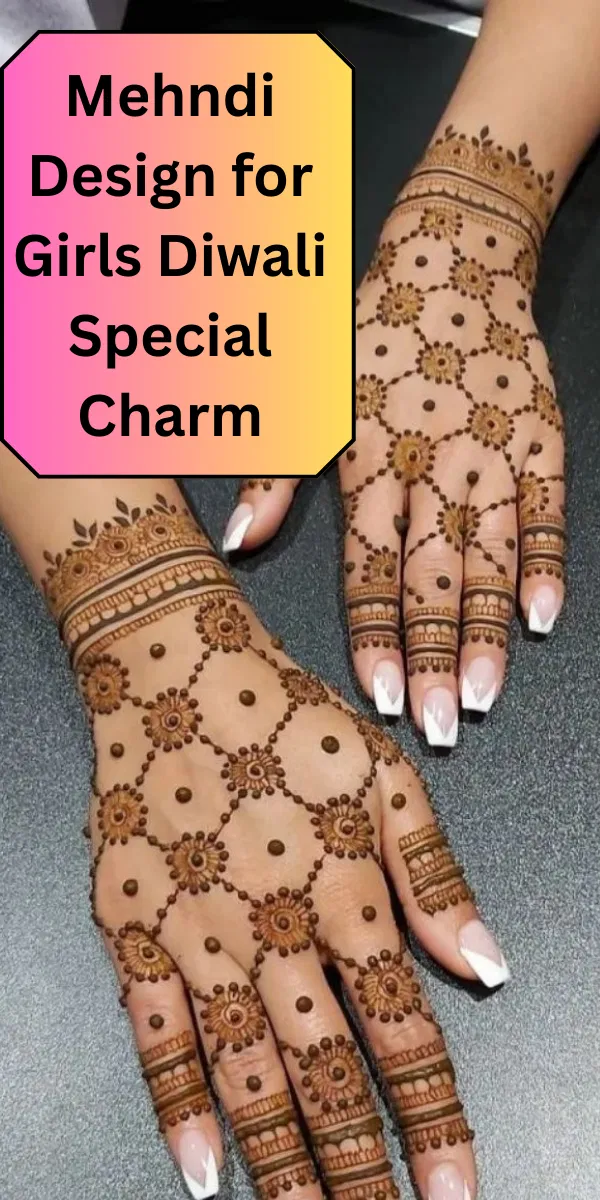 Simple Front Hand Mehndi Design with Hearts for Diwali
