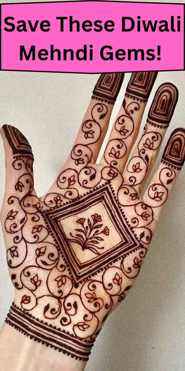 Stylish Front Hand Mehndi Design for Diwali