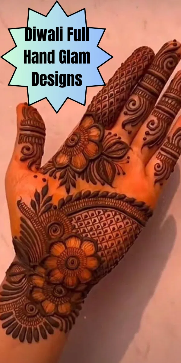 Front Hand Mehndi Design with Flowers for Diwali