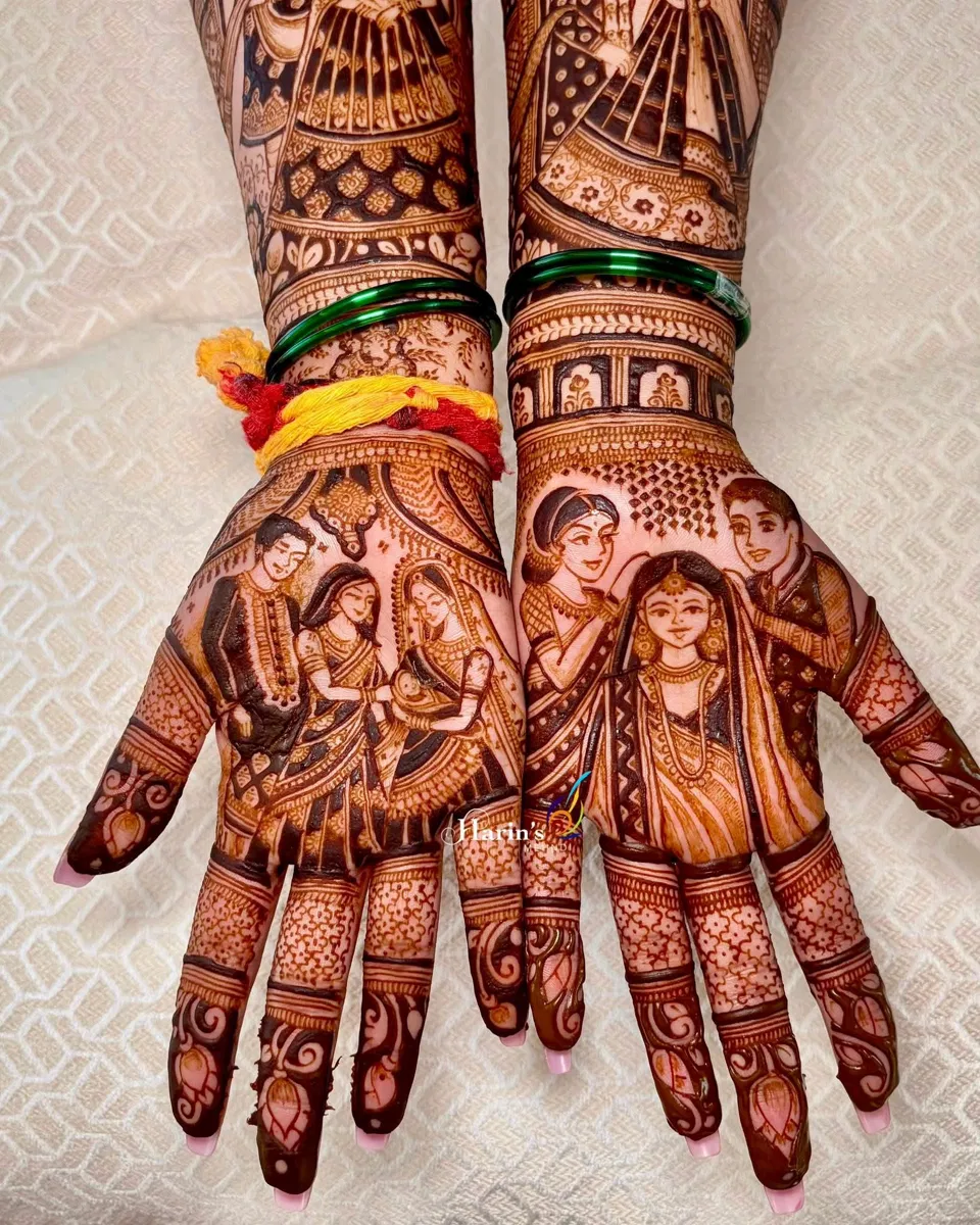 Bridal Indian Full Hand Mehndi Design with Figures (9)