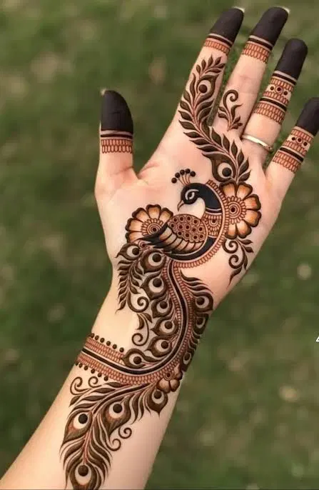 bridal indian peacock full hand mehndi design