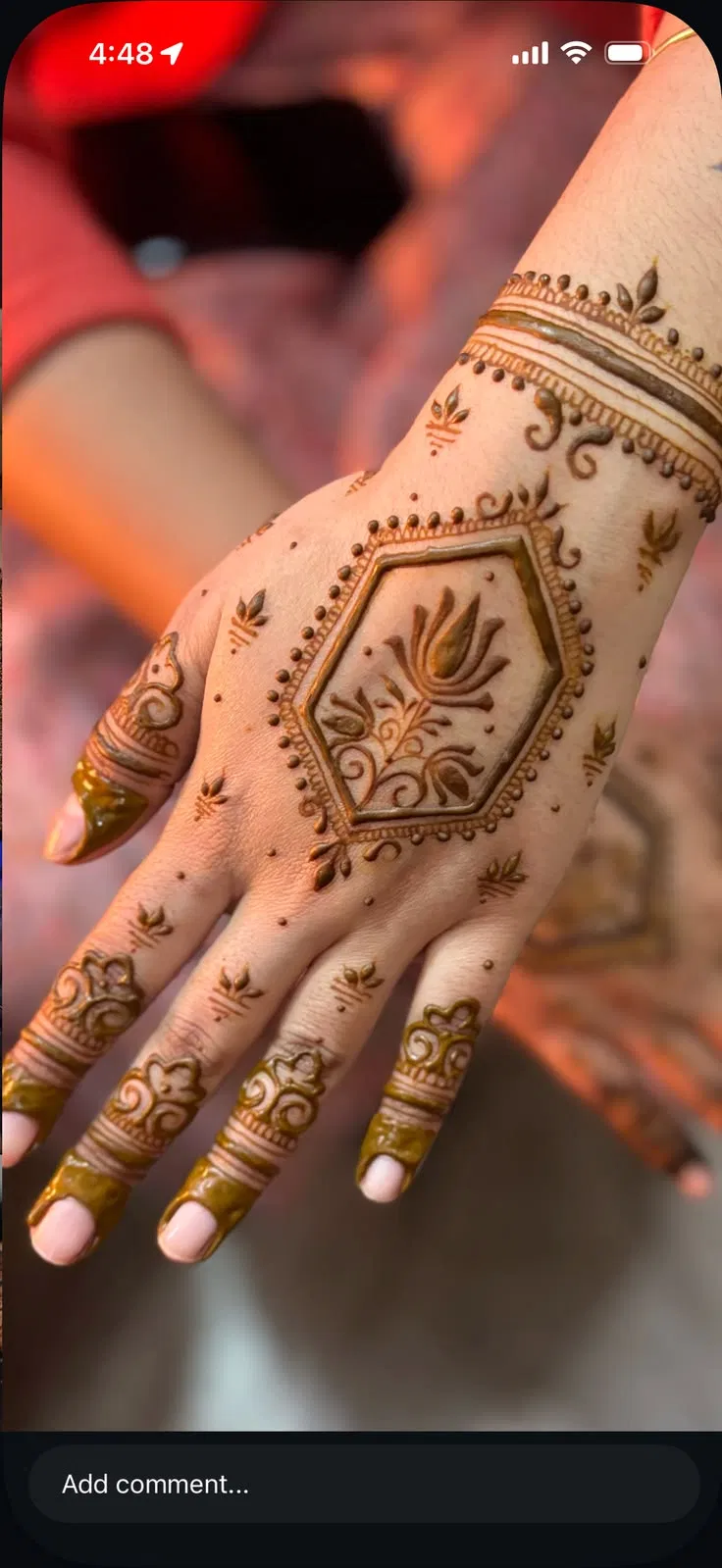Bridal Simple Back Hand Mehndi Design with Gol Tikki for Engagement