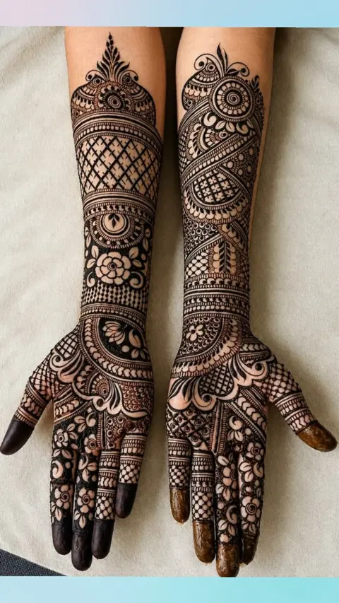 arabic bridal finger mehndi design