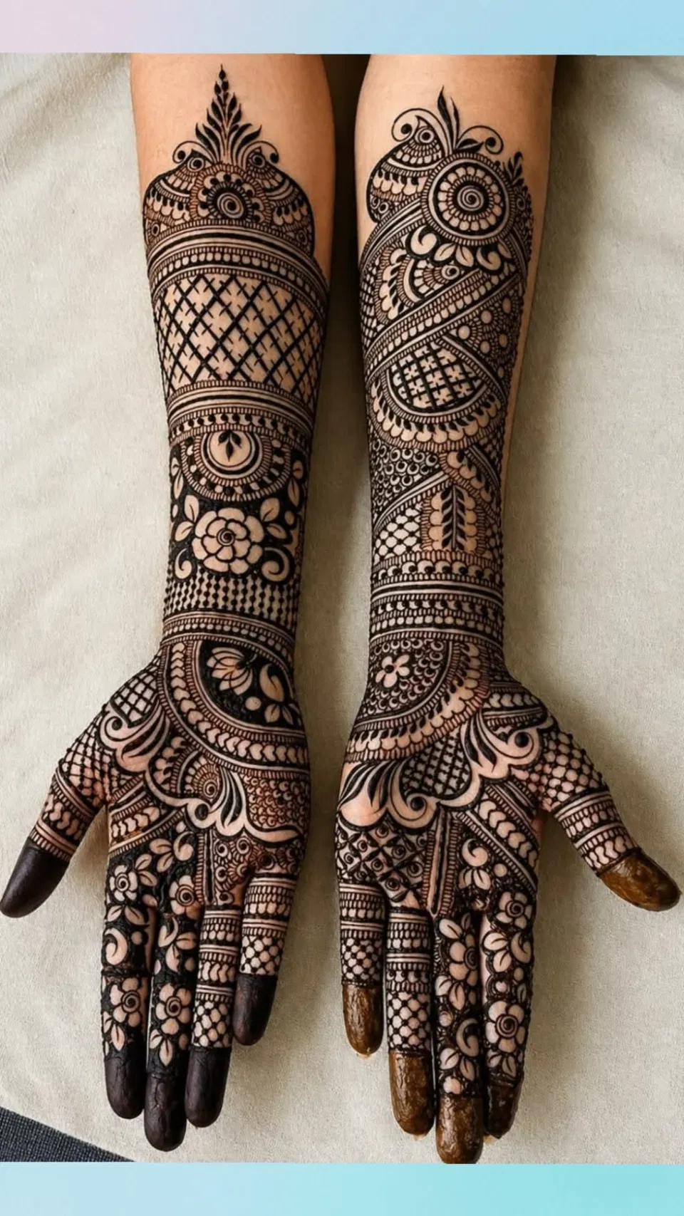 Arabic Bridal Finger Mehndi Design for Teej