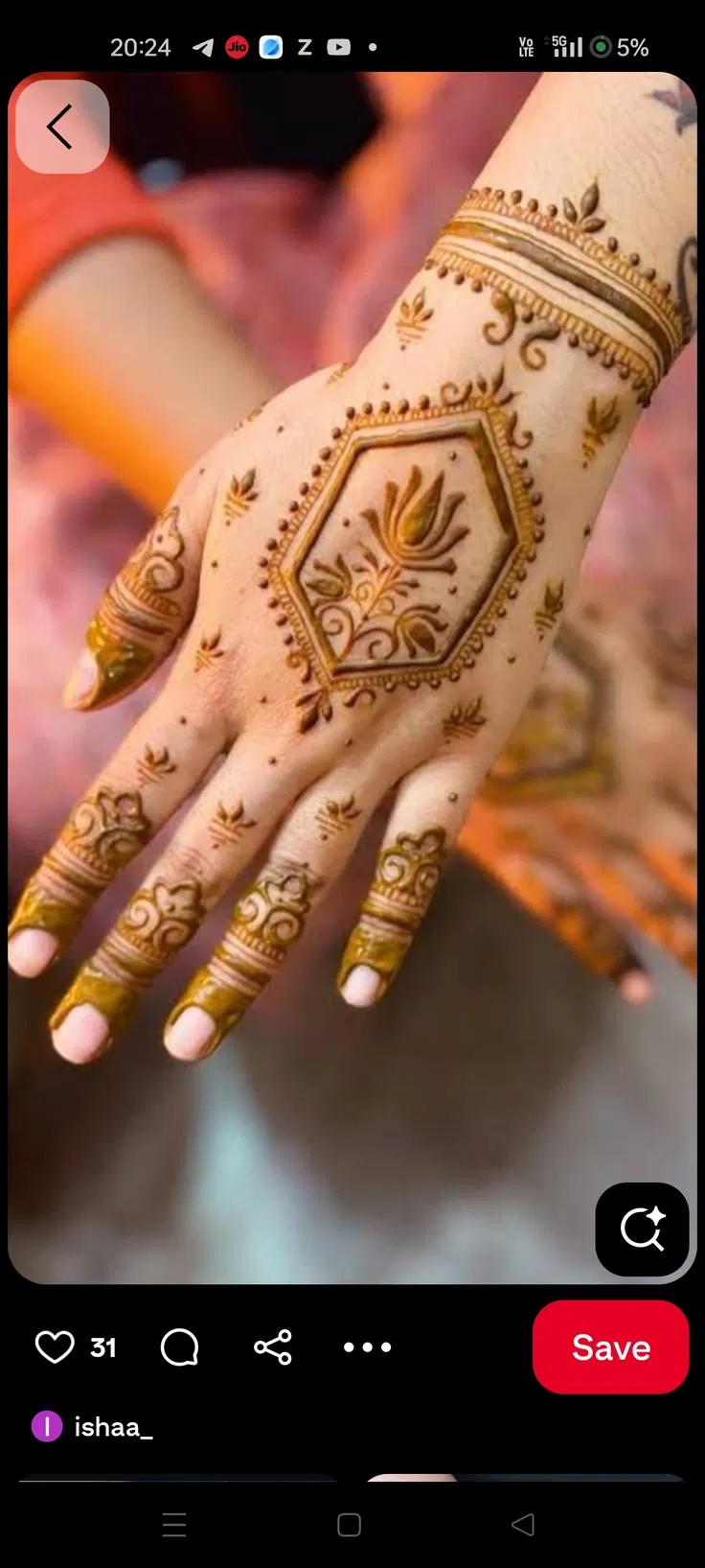 Bridal Minimal Back Hand Mehndi Design with Lotus for Teej