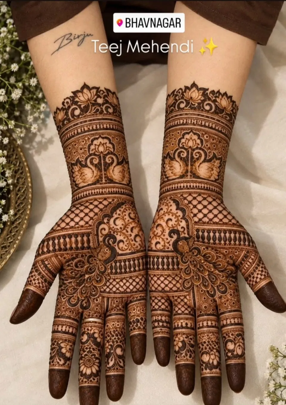 Indian Royal Mehndi Design with Peacock
