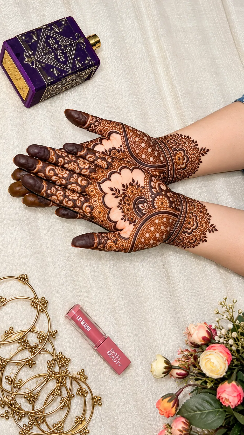 Heavy Arabic Front Hand Mehndi Design with Hearts