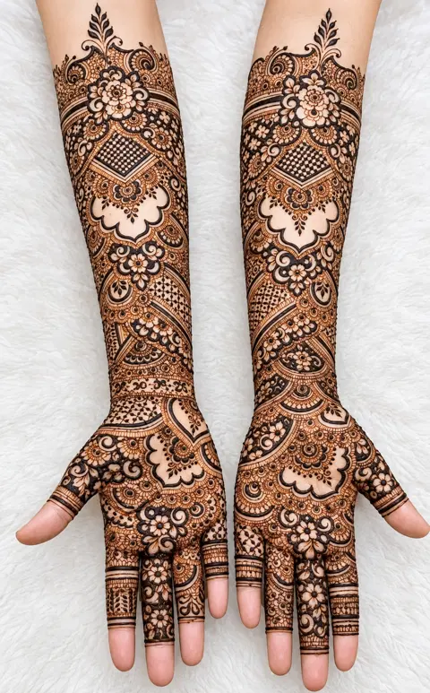 bridal pakistani figure full hand mehndi design