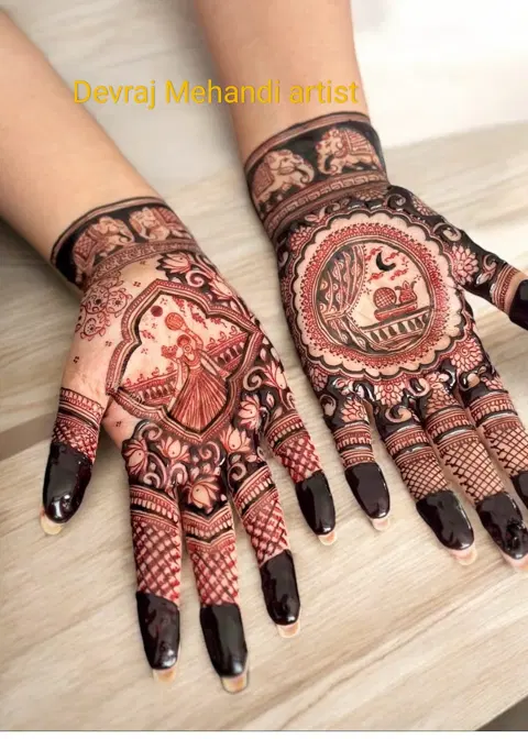 bridal figure front hand mehndi design