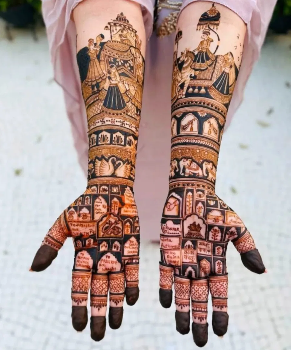 Bridal Indian Mehndi Design with Figures (2)