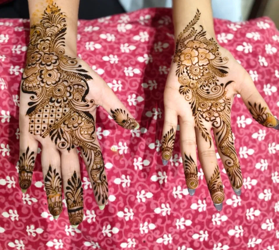 Arabic Bridal Full Hand Mehndi Design with Jaal