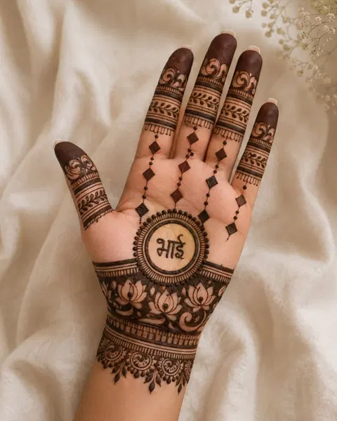bridal stylish circle front hand mehndi design