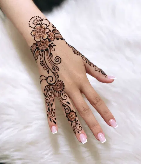 arabic simple back hand mehndi design