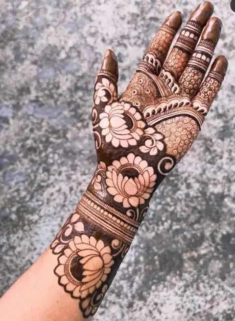 arabic bridal front hand mehndi design