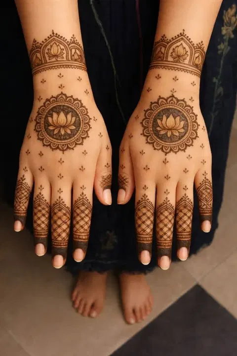 indian simple circle back hand mehndi design