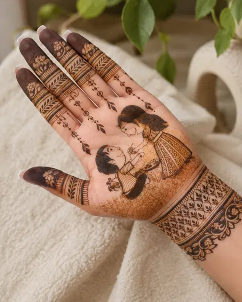 aesthetic simple circle front hand mehndi design