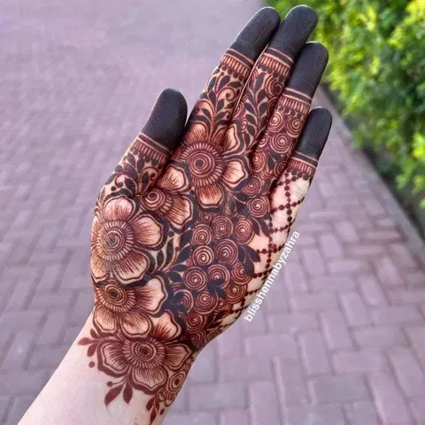 arabic stylish flower back hand mehndi design
