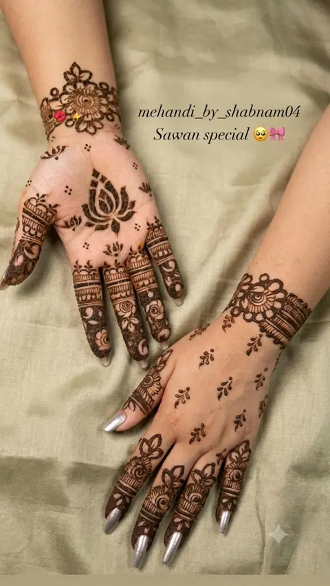 simple stylish jaal front hand mehndi design