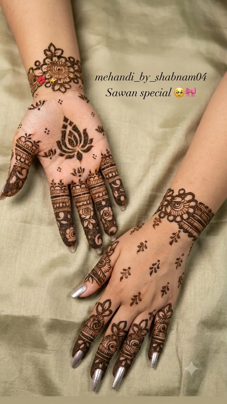 Simple Stylish Front Hand Mehndi Design with Jaal