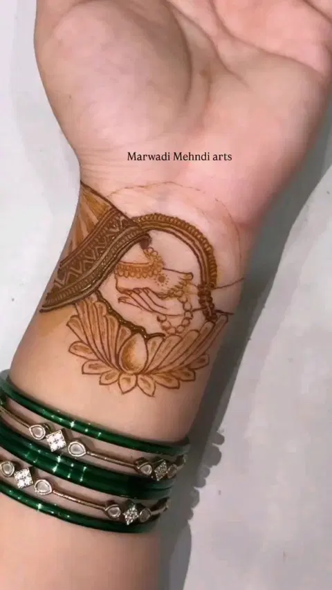 indian simple circle arm mehndi design
