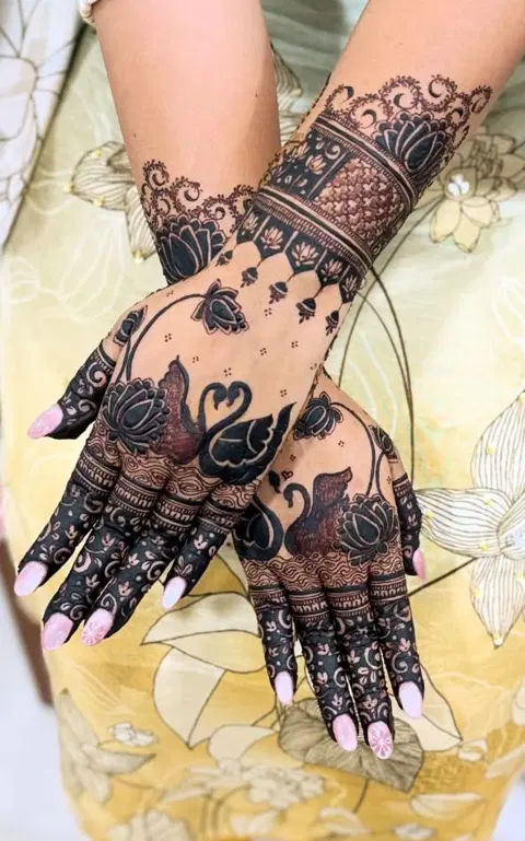 bridal indian lotus arm mehndi design