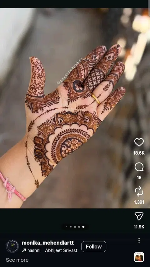 simple heart front hand mehndi design