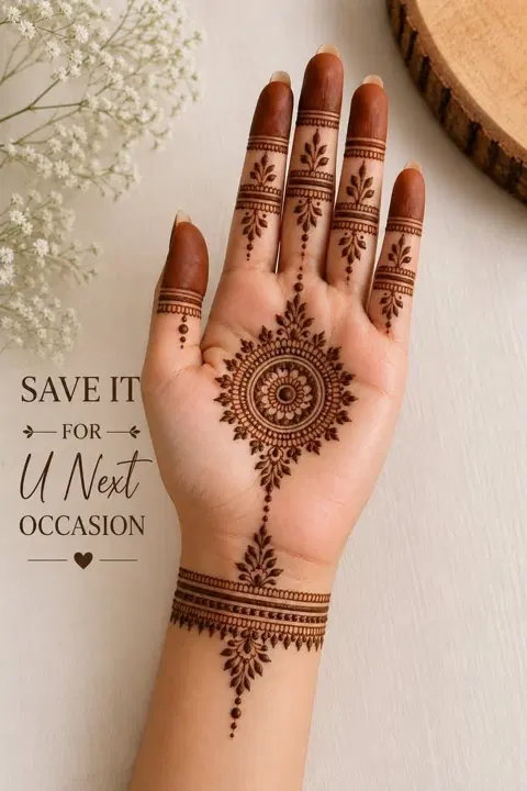 aesthetic arabic circle finger mehndi design