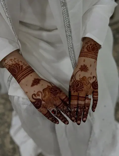aesthetic jaal back hand mehndi design