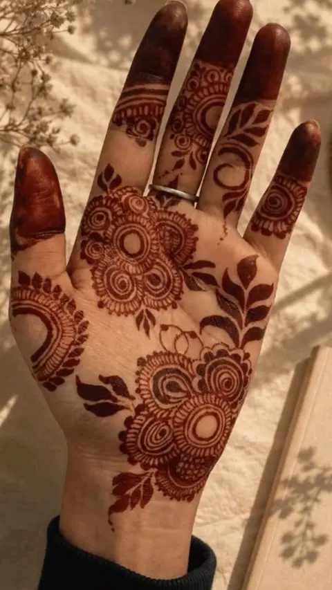 aesthetic arabic bel finger mehndi design