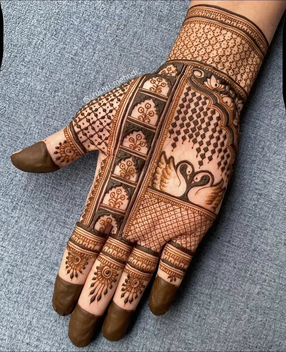 Bridal Stylish Full Hand Mehndi Design for Sawan