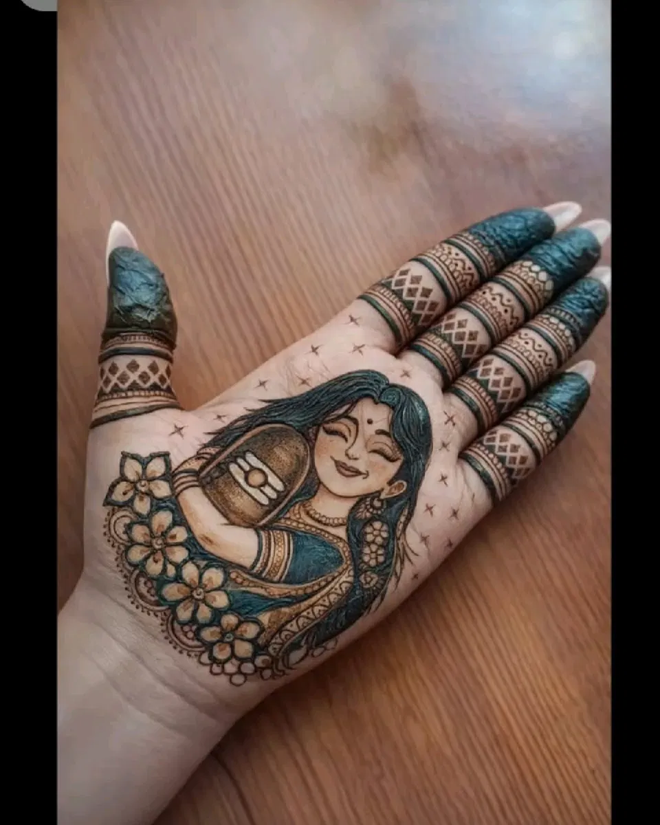 Arabic Stylish Front Hand Mehndi Design with Figures