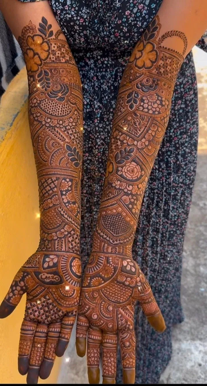 Aesthetic Bridal Arm Mehndi Design with Figures (4)
