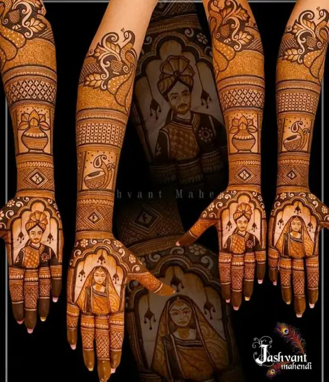 bridal figure front hand mehndi design