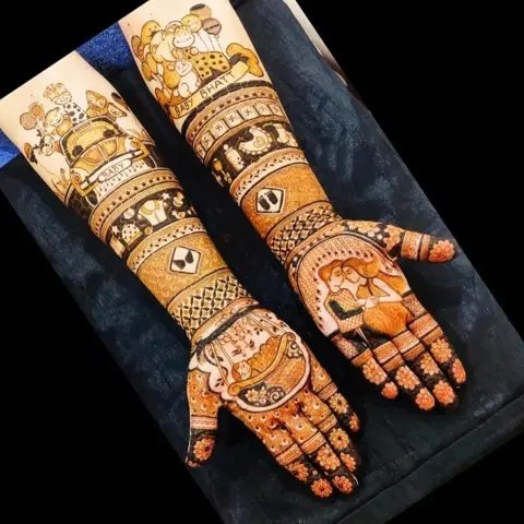 stylish figure full hand mehndi design