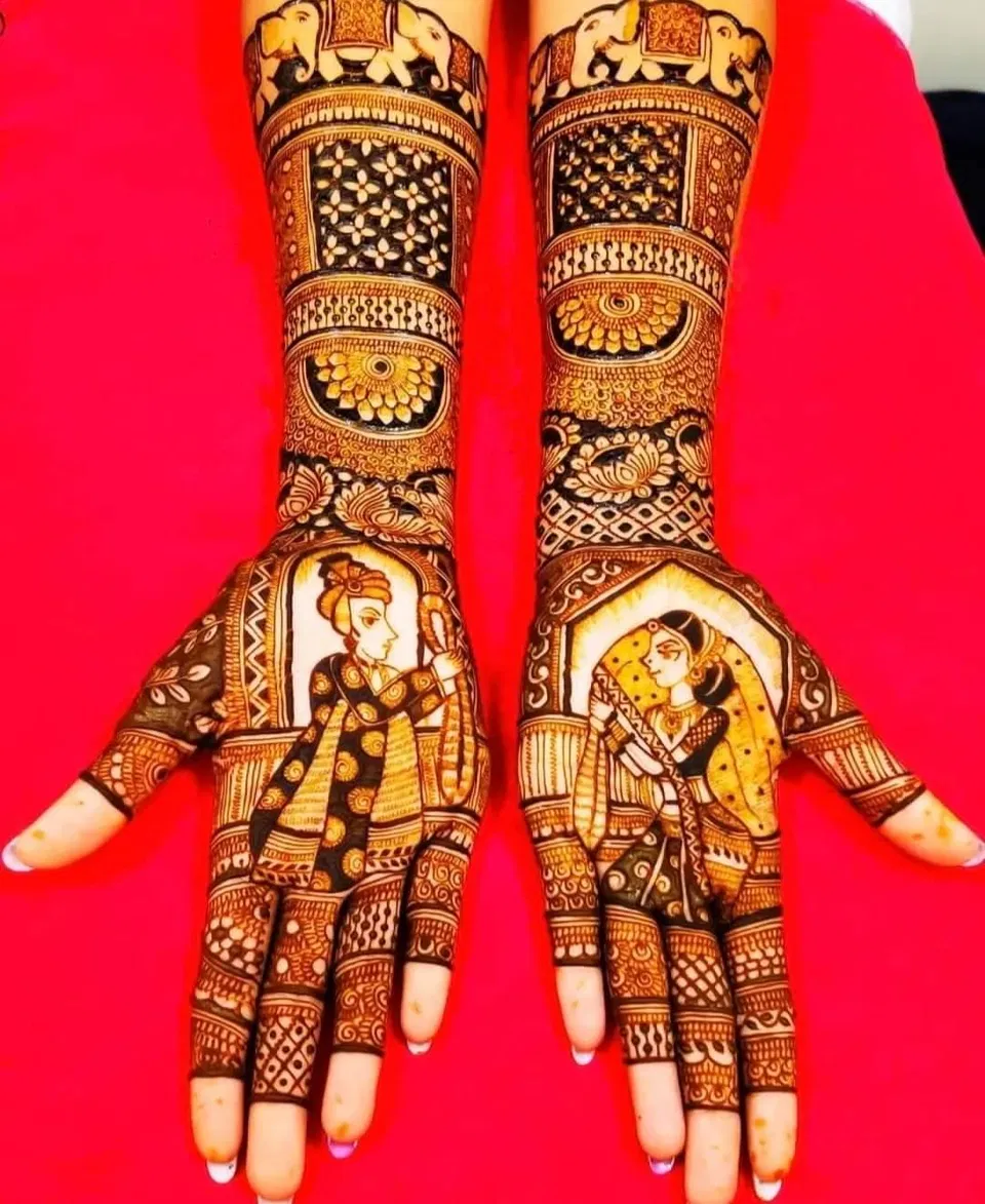 Bridal Mehndi Design with Figures