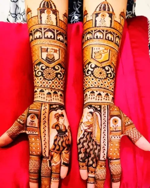 figure front hand mehndi design